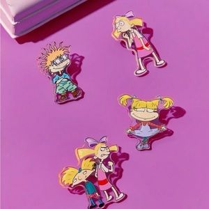 Nick 90s X Rebellious Rose 4pcs/Pack Cartoon Graphic Pin Brooch Set